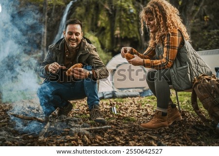 Similar – Image, Stock Photo eat sausage bread Hiking