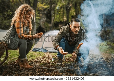 Similar – Image, Stock Photo eat sausage bread Hiking