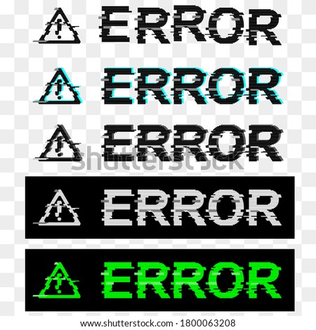 Error glitch. Old PC glitch effect style. Graphic print, emblem or logo. Line-by-line crash. Vector illustration.