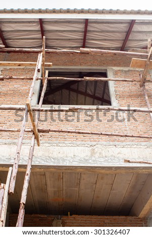 frame brick for install window : small house building under construction
