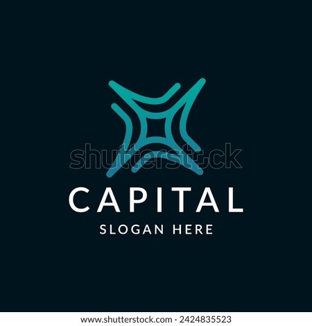 abstract crossroads capital logo design vector illustration