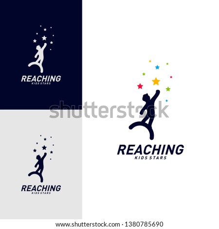 Children Stars Logo Design Concept. Reaching Dream star logo. Colorful, Creative Symbol, Icon