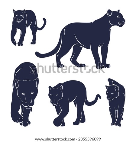 Set of Panther vector illustration design. Panther logo design Template.