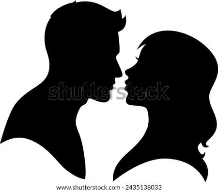 woman man silhouette vector looking at each other, couple in love