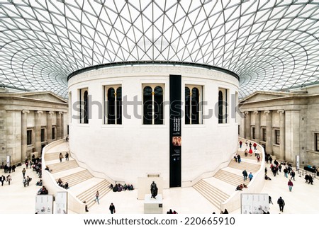LONDON, ENGLAND - SEPTEMBER 17, 2013: The British Museum in London dedicated to human history and culture, was established in 1753.