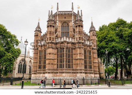 LONDON, ENGLAND - SEPTEMBER 15, 2013: The exquisite Henry VII Lady Chapel, the last great masterpiece of English medieval architecture and the burial place of fifteen kings and queens.