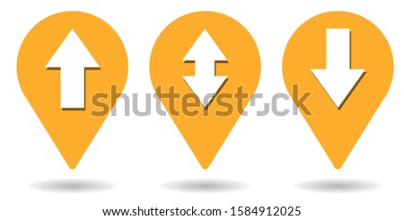 Location pins for arrow up, arrow down and bidirectional arrow