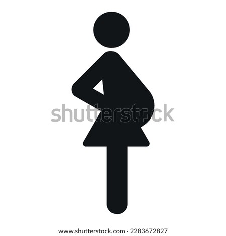 Simple black color pregnant woman symbol on white background