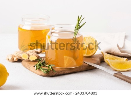 Similar – Image, Stock Photo Fermented lemons in jars of salt, chili pepper and rosemary. Probiotics Fermented food. Pickled lemons.