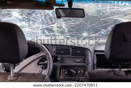 Similar – Image, Stock Photo Car with broken windshield