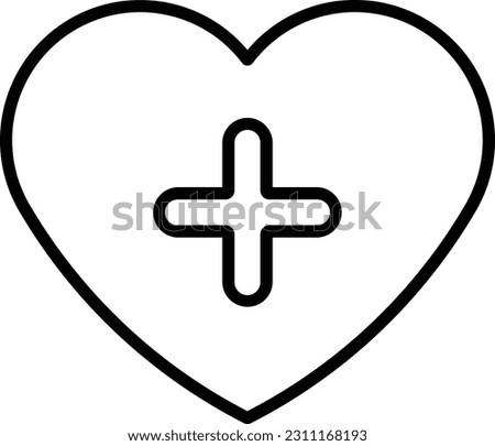 heart add plus insert button Outline