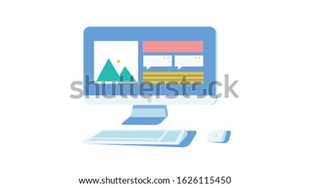 Monitor screen PC with on a white background, cartoon style, vector illustration fot motion animation