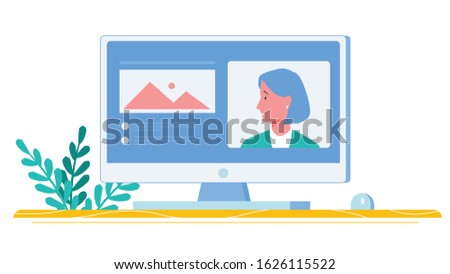 Monitor screen PC flat style with on a white background, vector illustration fot motion animation