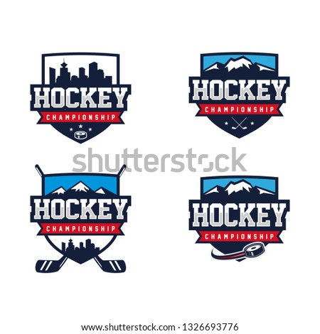 Hockey bagde emblem logo design vector illustration