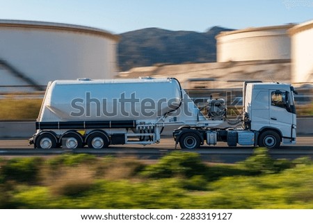 Similar – Image, Stock Photo wheels and truck tank on the road