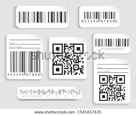 Set, collection of barcodes isolated on white background.