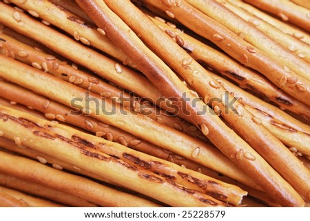 Bread sticks with sesame seeds.