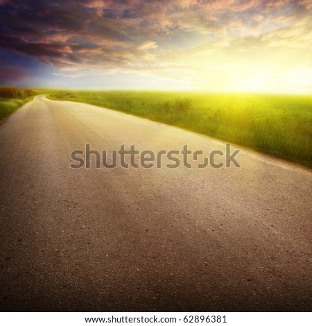 Sunset and country road.