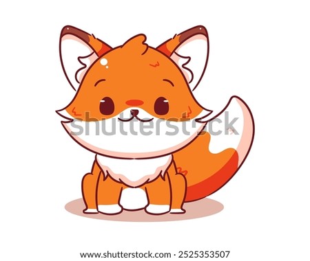 Cute Fox cartoon character. Adorable kawaii animal character isolated on white background.