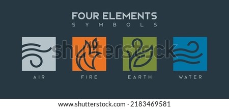 4 elements ecology symbols air earth water fire vector logo icon set