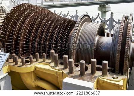 gas turbine rotor blades close-up background backdrop. High quality photo Foto d'archivio © 