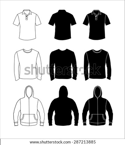 Clothes Silhouette Collection, Shirt, Long Sleeve T-Shirt And Hoodie ...
