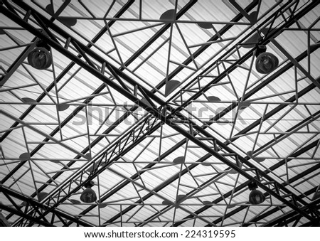 iron roof frame in interior
