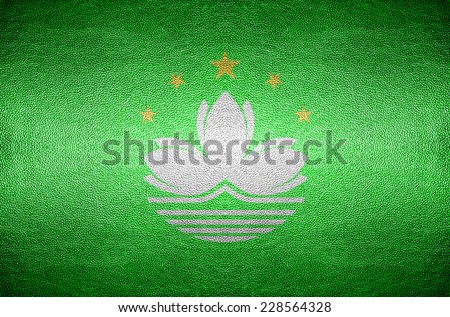closeup Screen Macao flag concept on PVC leather for background
