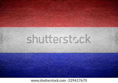 closeup Screen Netherlands flag concept on PVC leather for background