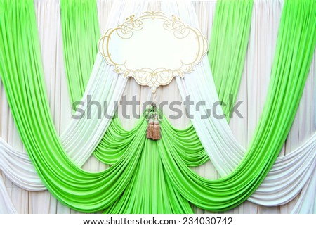 white and green curtain backdrop background for wedding