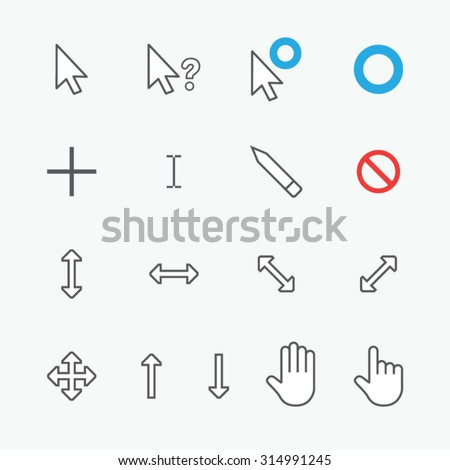 mouse cursor, pointer, anchor, click collection set