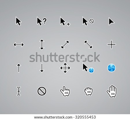 mouse cursor pointer anchor click collection set symbol icon basic os