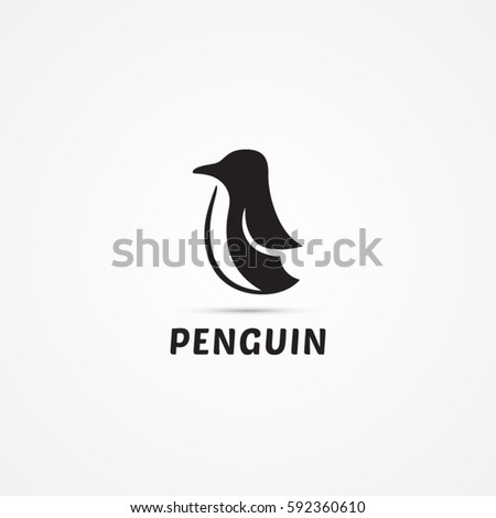 Cute cool penguin silhouette black white 

