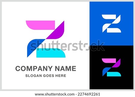 Monogram Letter Z Geometric Square Business Company Stock Vector Logo Design Template