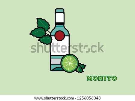 A series of pictures with cocktails. Mohito cocktail