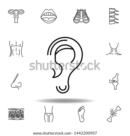 set of human organs ear outline icon. Signs and symbols can be used for web, logo, mobile app, UI, UX