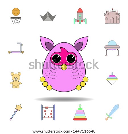 cartoon furby toy colored icon. set of children toys illustration icons. signs, symbols can be used for web, logo, mobile app, UI, UX