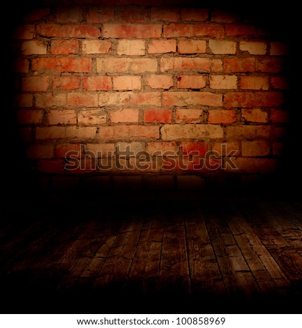Wall and Floor Background - old room with a brick wall and floor