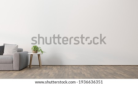 Modern eco-style interior with a space for poster, plant and a wooden floor. Front view. 3d rendering Stock foto © 
