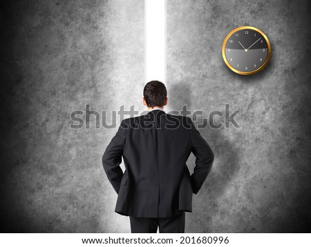 Business leadership concept with a businessman opening a straight path to success