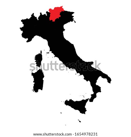 Trentino Alto Adige Province highlighted on Italy map Vector EPS 10