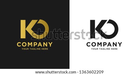 KO elegant logo template in gold color, vector file .eps 10, text and color is easy to edit Stock fotó © 