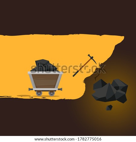 Mining of ore. Flat style vector
