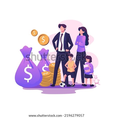 Family benefit flat style illustration design