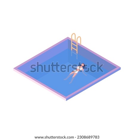 Similar – Image, Stock Photo Serene woman floating on lake water