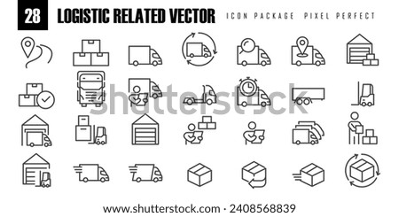 Simple Set of Truck Logistics Related Vector Line Icons pixel perfect for web or mobile app vector