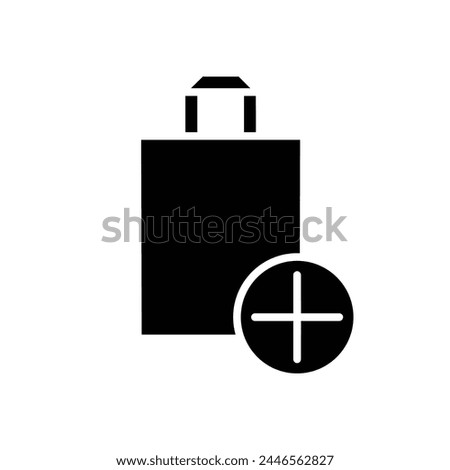 shoping bag add solid black icon thin lines vector design good for website and mobile app