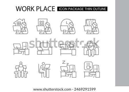 work place thin outline icon Vector design good for website and mobile app