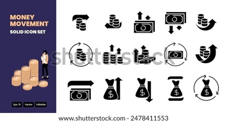 money movement solid icon vector design good for web and mobile app