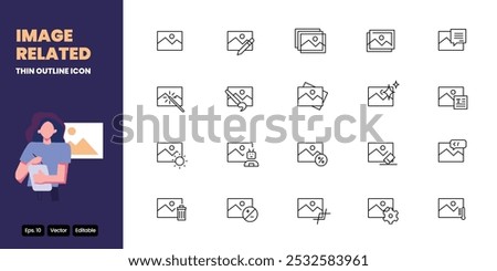 image related thin outline icon vector design good for web and mobile app